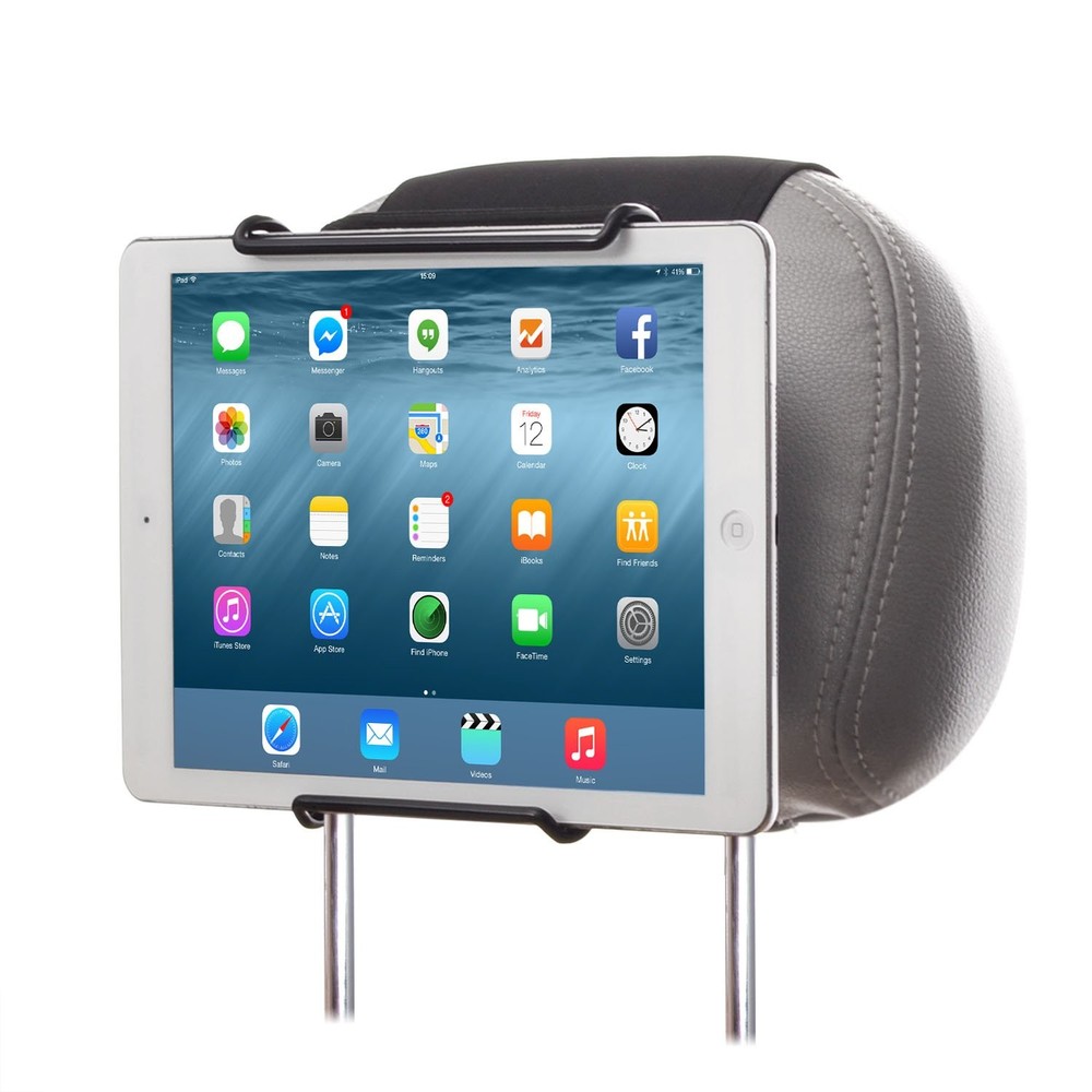 WANPOOL Car Headrest Mount Holder w/ Angle-Adjustable Clamp for 6"-12.9" Tablets
