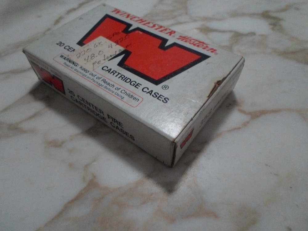 Vintage Winchester Western 358 Win Unprimed Case Empty Box