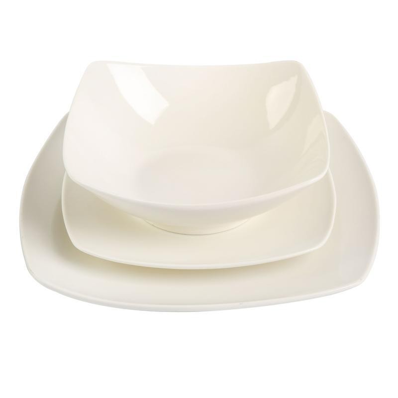12-Piece Square Ceramic Dinnerware Set Service Four Versatile Modern Tableware