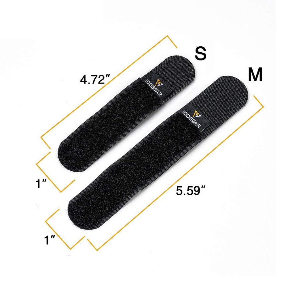 IDOGEAR Tactical Hook Loop Reusable Straps Black - 2 Small + 2 Medium 4 pcs