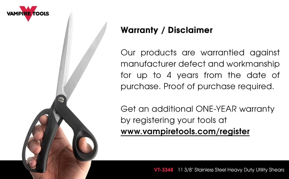 Vampire Tools VT-3348 vSHEARS 11 3/8" Kitchen Shears Heavy Duty Kitchen Scissors