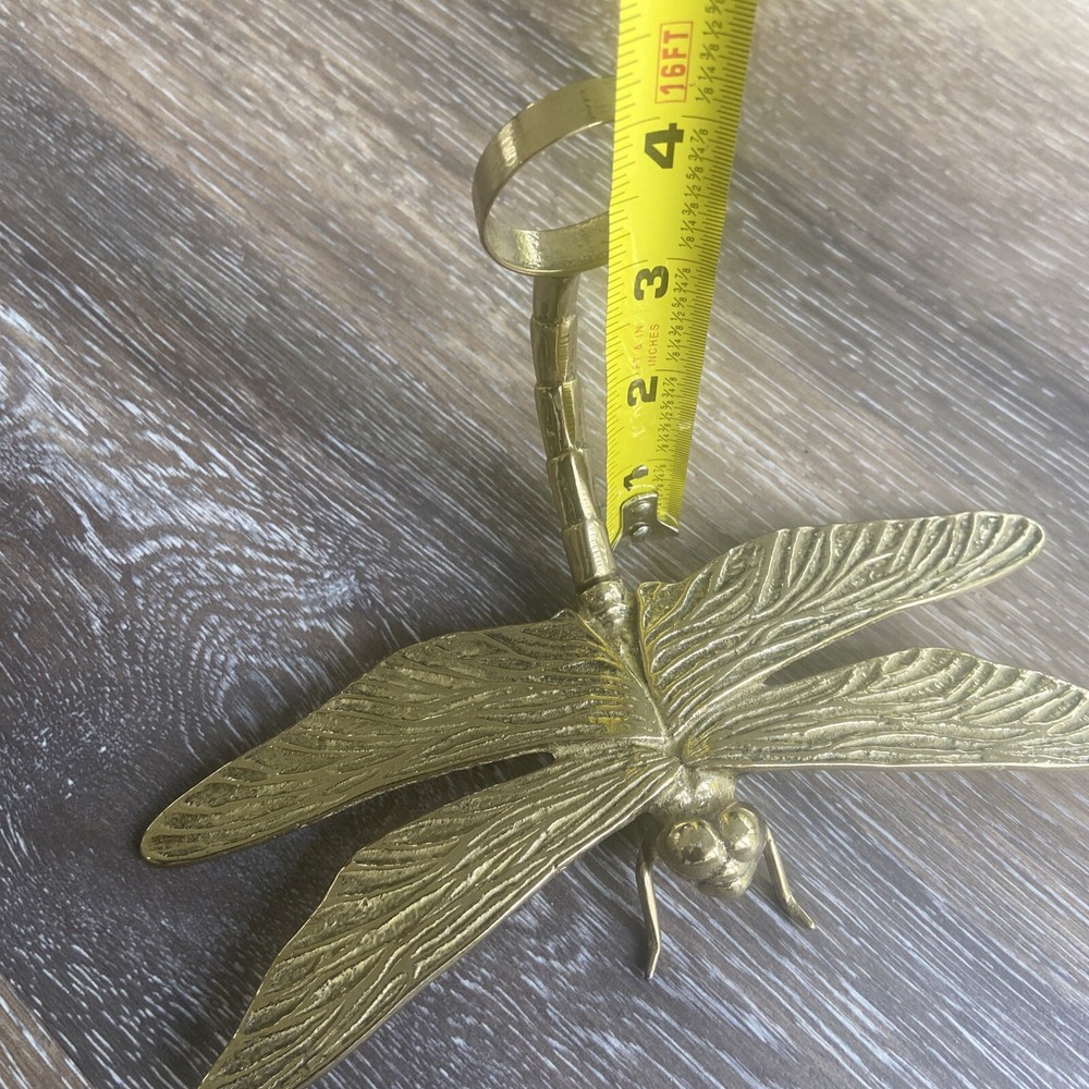 Vintage Style Solid Brass Dragonfly Front Door Knocker Bent Tail Design 8x4"