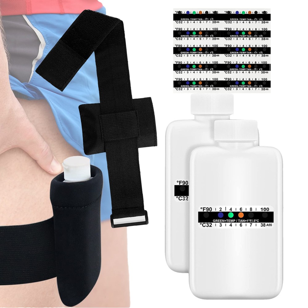 14 Pcs Urine Test Complete Kit 2 Portable Empty Bottles 10 Adhesive Temperature