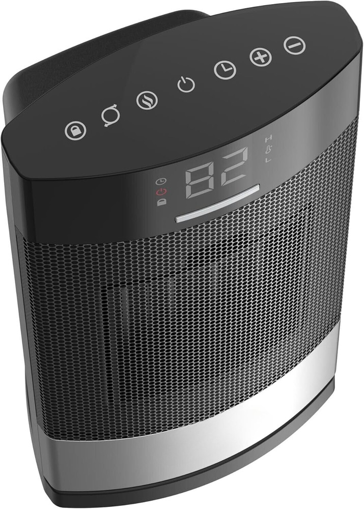 Ceramic Tabletop Heater for Home with Tip-Over Switch,Child Lock,Digital Display