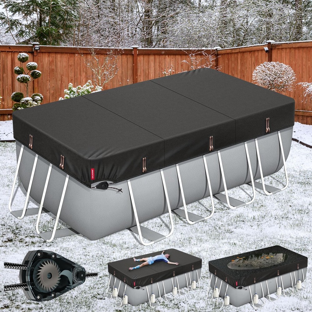 Winter Rectangular Pool Cover for 8x16 Ft Bestway/Intex/Coleman Frame Rectang...