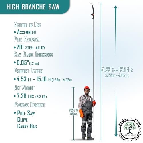 LETYANGER Pole Saws for Tree Trimming, 15ft Extendable Long Tree Trimmers Long