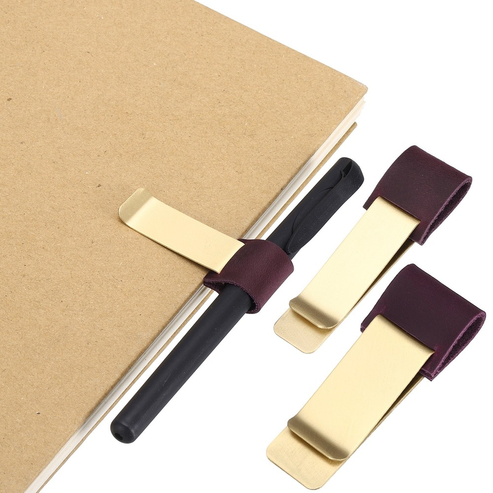 2Pcs Pen Loop for Notebook, Brass Retro, Purple/Brass