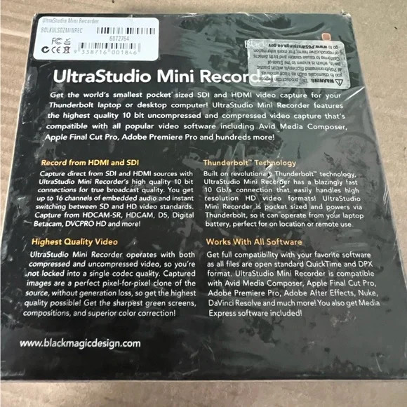 NIB Blackmagic Design UltraStudio Mini Recorder Streaming Device Thunderbolt