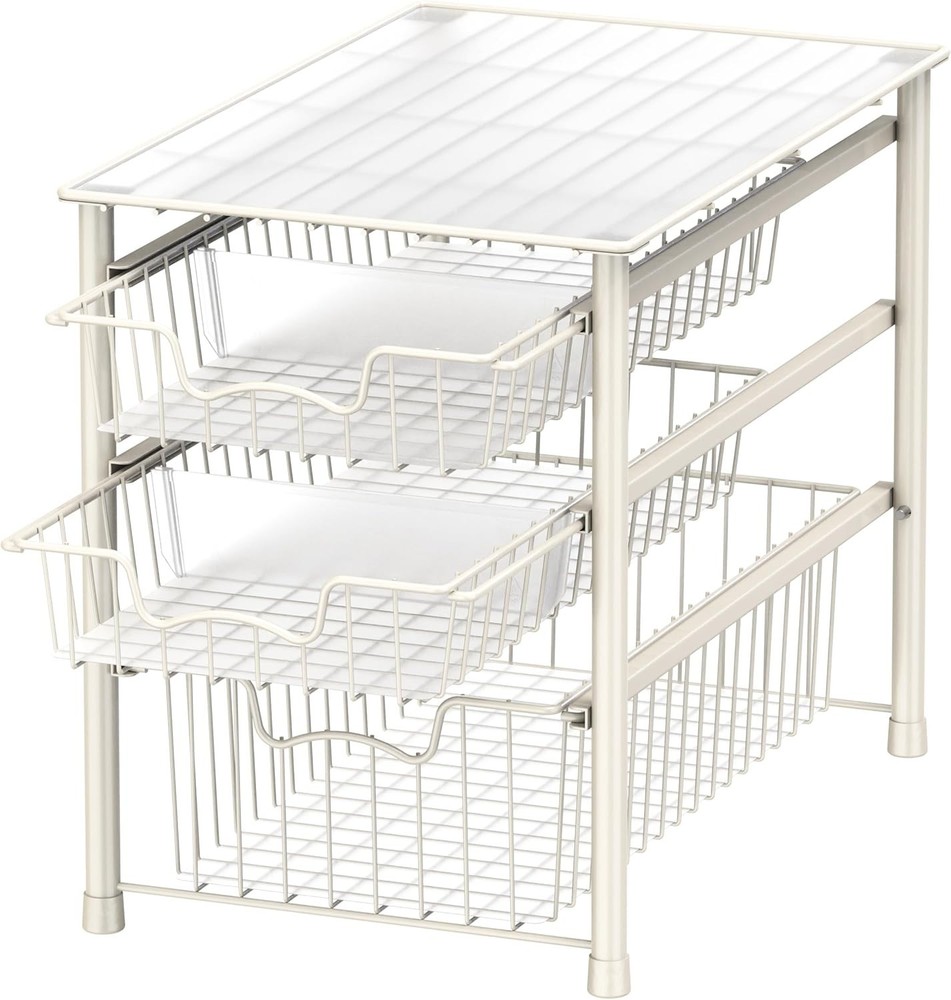 Elegant 3-Tier Stackable Sliding Basket Organizer - Perfect for Kitchen & Bath