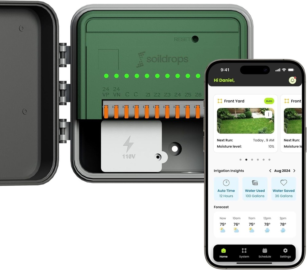 AI Smart Sprinkler Controller, 8-Zone WiFi Irrigation Controller for Indoor &...