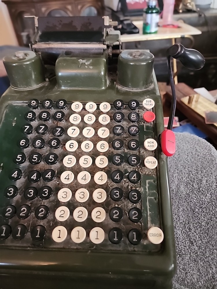 Vintage Burrough's Portable Adding Machine For Parts Some Keys Working