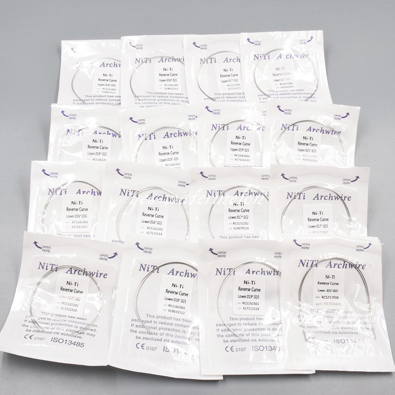 1 Pack 2 Pcs Dental NITI Reverse Curve Rectangular Arch Wires Upper/Lower Sizes
