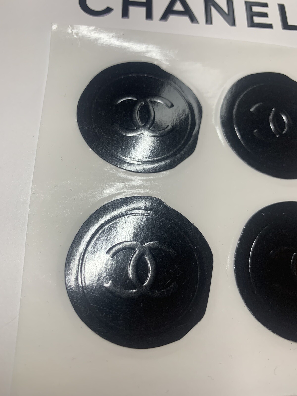 Lot of 8 Chanel Authentic Wax Stickers Seals Gift Wrap CC LOGO Boutique BLACK