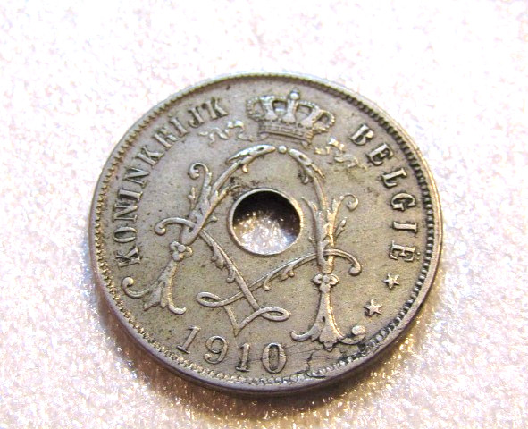 1910 Belgium 25 Cents Coin