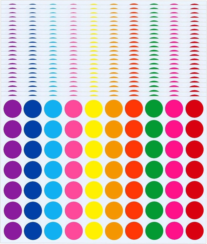 4200 Pieces 3/4" Colored Dot Stickers Color Coding Labels 0.75 Inch, Multiple