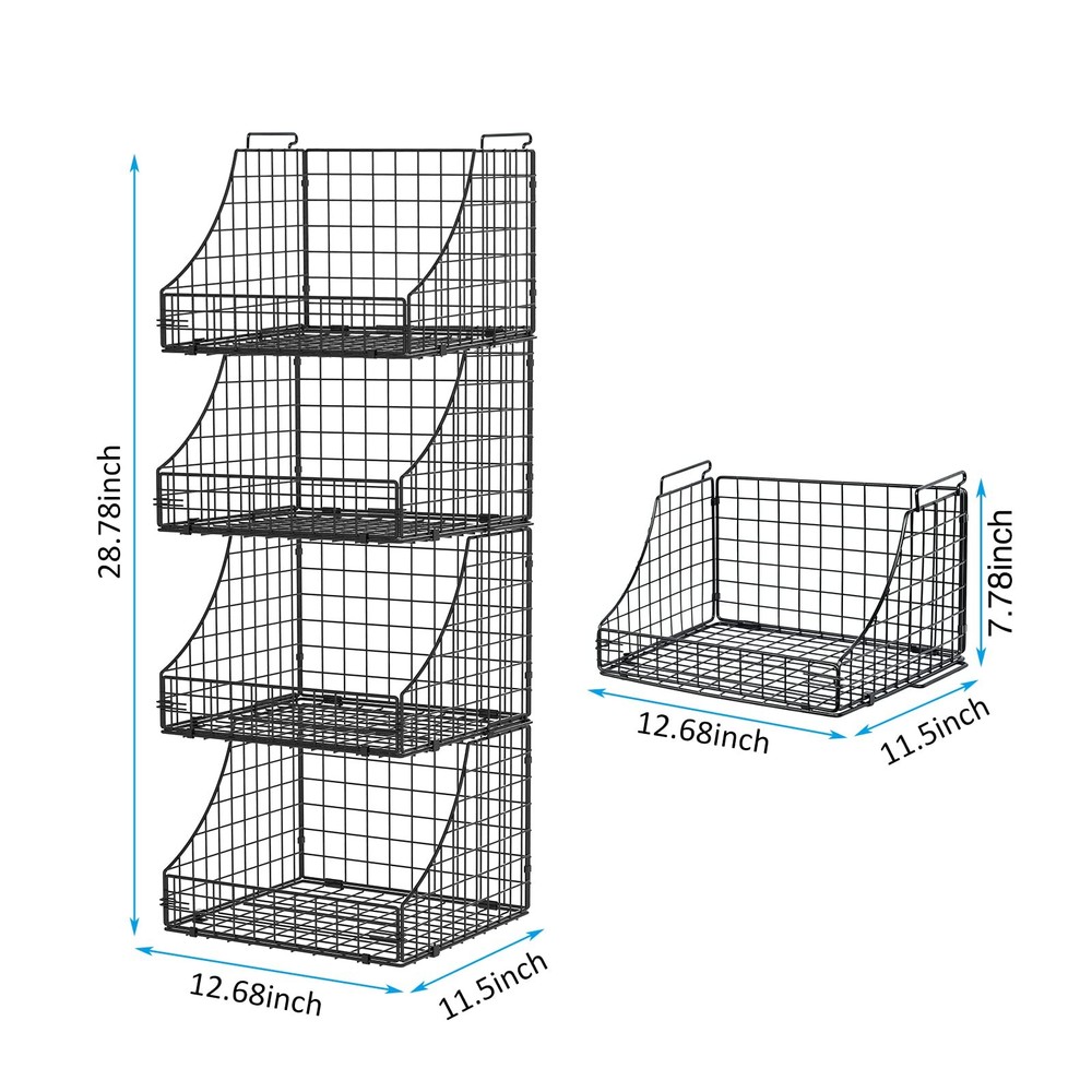 Lyuwanxian 4-Pack Stackable Wire Baskets for Closet Organizers and Storage, O...