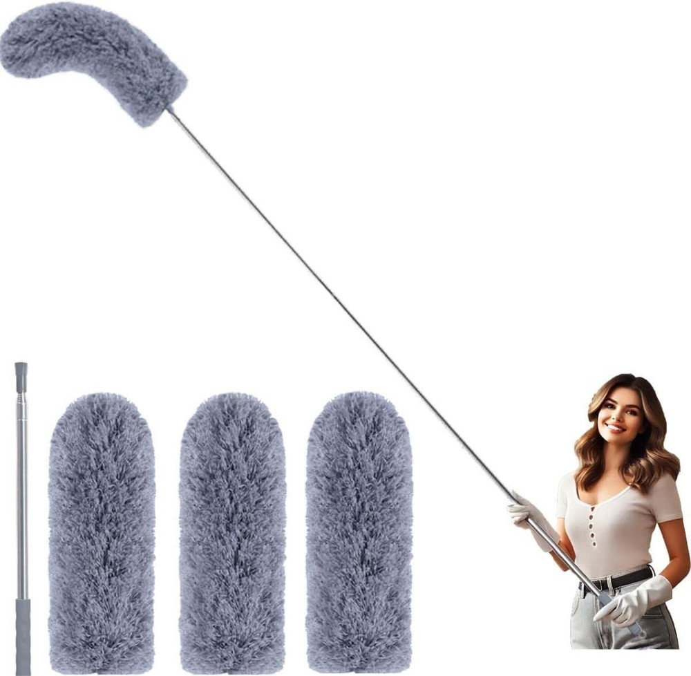 110" Extendable Feather Duster with Extension Pole, Ceiling Fan Cleaner Duster f