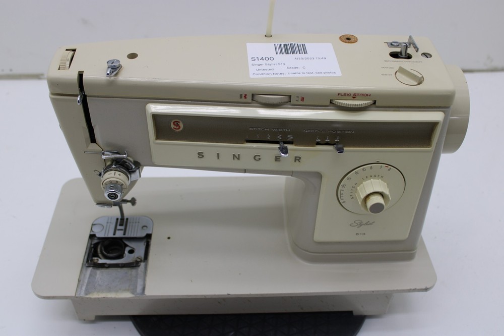 Vintage Singer "Stylist" Model #513 Sewing Machine - Untested As-is