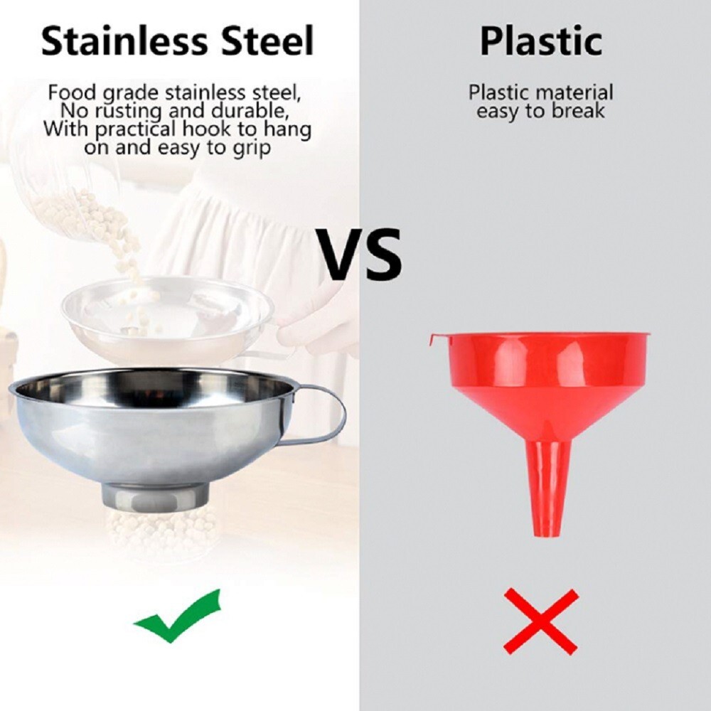 2-Piece Stainless Steel Canning Funnel Set for Mason Jars - Wide Mouth Funnel