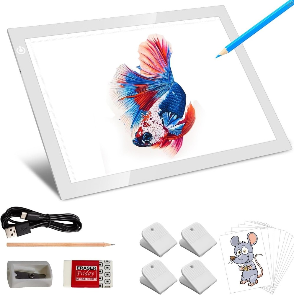 A4 Diamond Art Light Pad Adjustable Brightness Levels, with clips