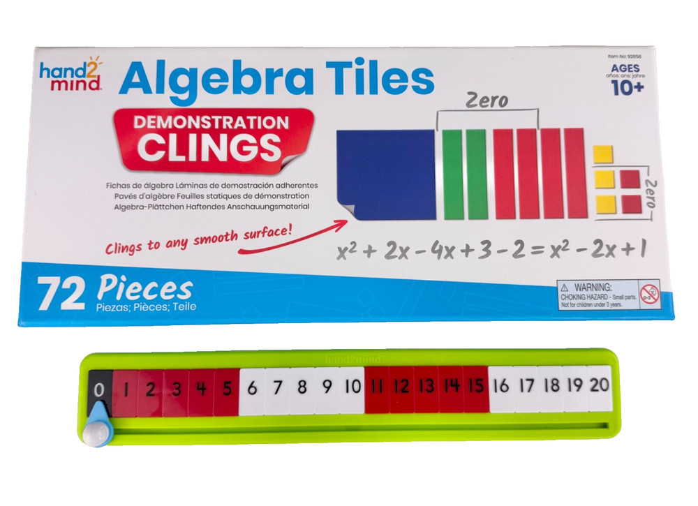 hand2mind Algebra Tile Demonstration Clings 72 Pieces Plus Number Path BIN11