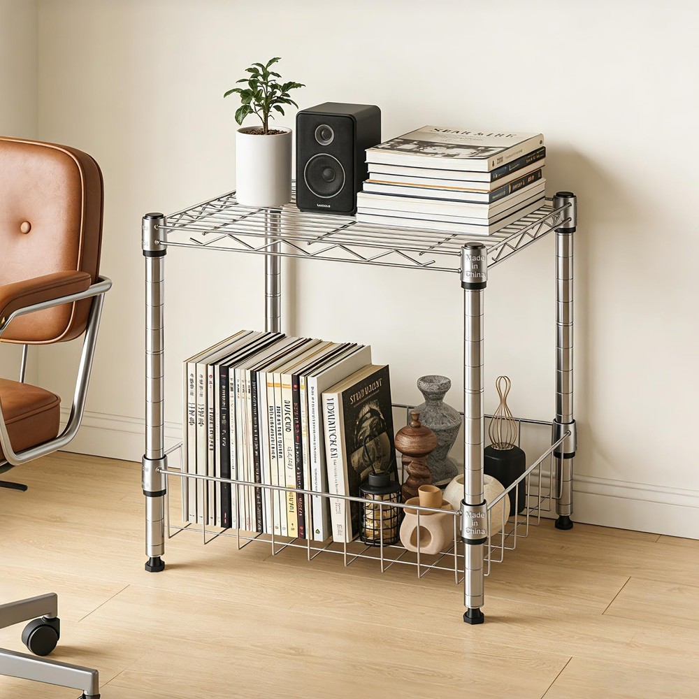 Stackable Metal Shelving Unit - Versatile Wire Rack for Garage, Pantry & Office