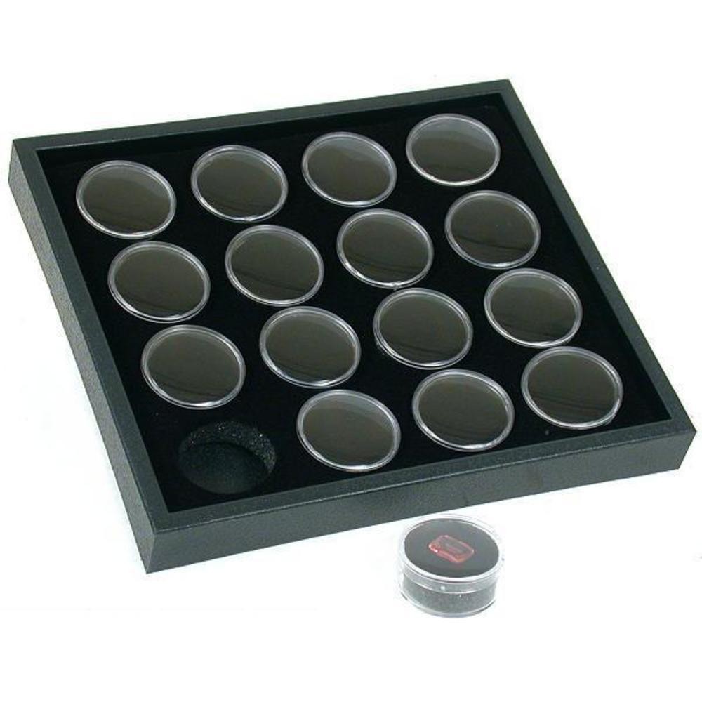 16 Black Gem Jars Display & Stackable Tray