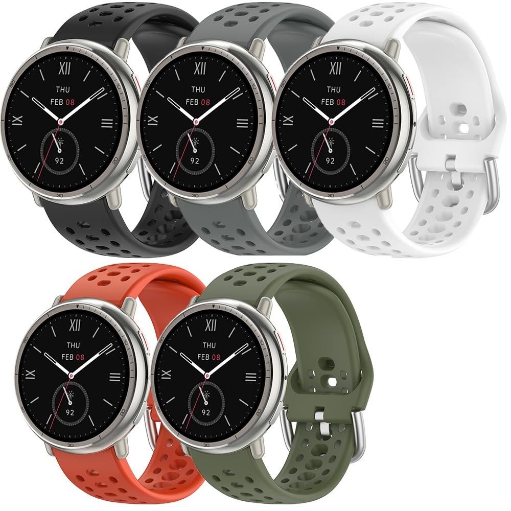 5-Pack Replacement Bands for Amazfit Active 2 & Active 2 Square Smart Watch, ...