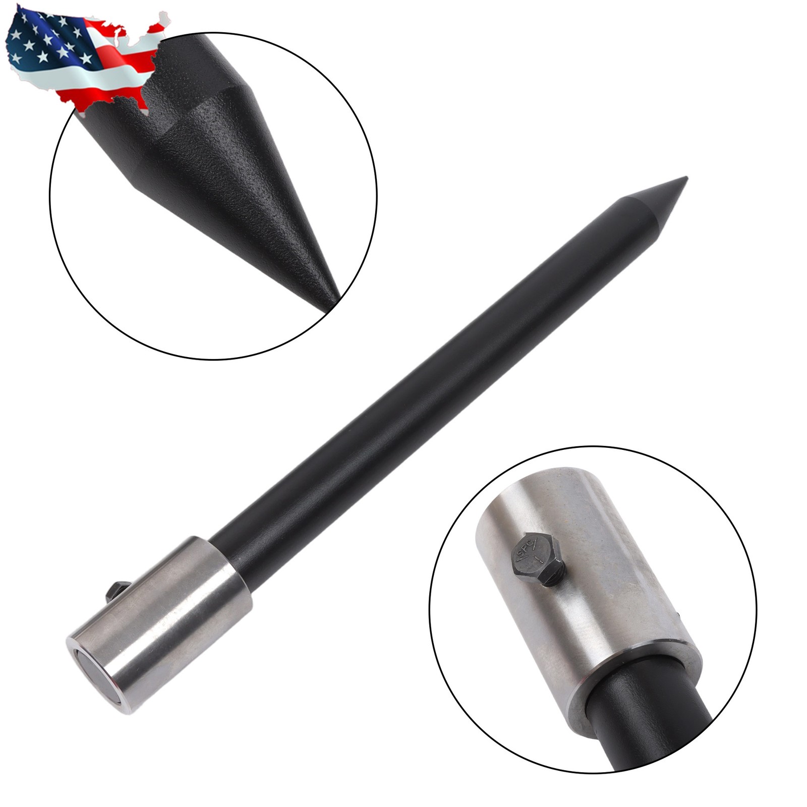 Hay Spear 49" Bale Spear 3000 lbs Bale Spike Quick Attach W/ 2 Stabilizer Spears