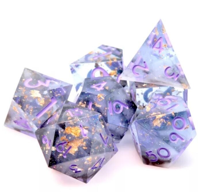 Dark Magic Sharp Edged 7 Dice Set Poly RPG DnD Dungeons Dragons AD&D d20