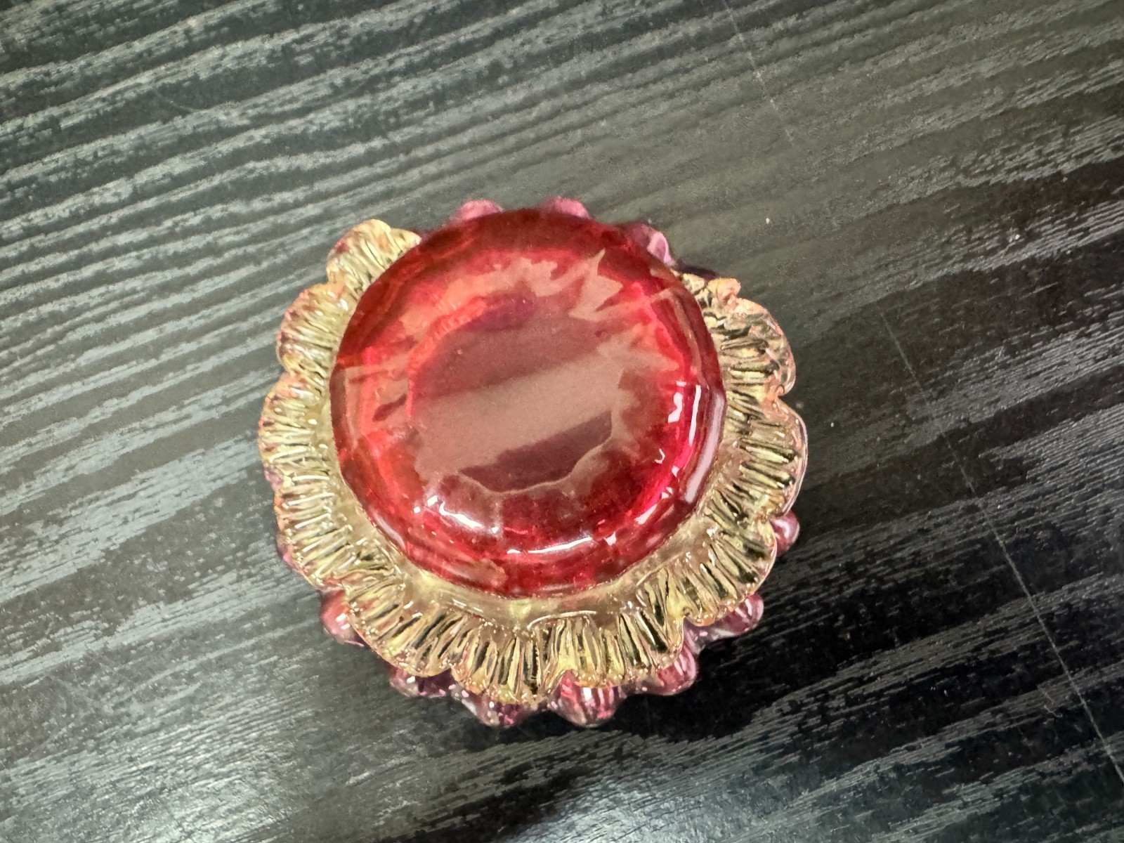 Uranium Glass Cranberry Vaseline Ruffle Open Salt Cellar Antique Victorian Era