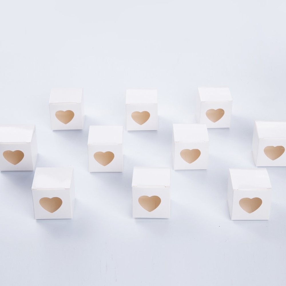 Mini Size White Gift Boxes 2x2x2 inch with Clear Plastic Window for Candy Tre...