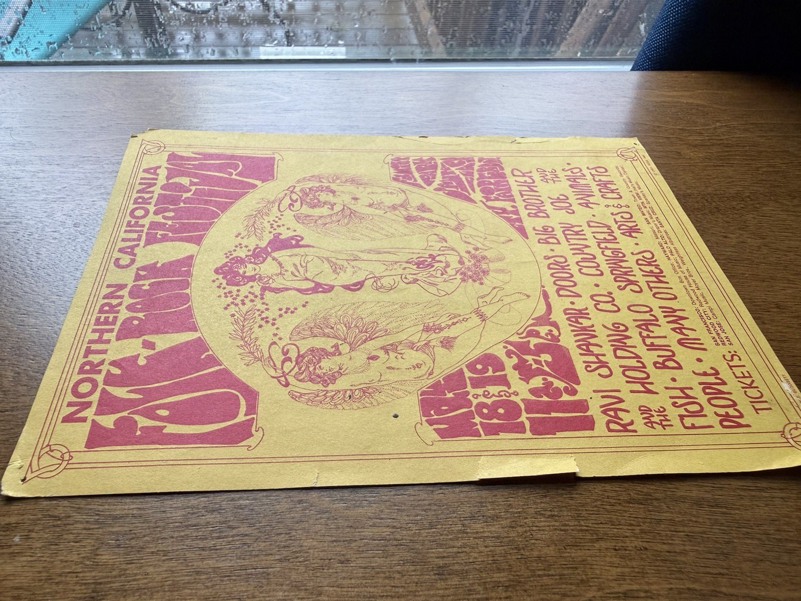 Orig. 1968 Nor Calif. Folk Rock Festival Handbill The Doors as Is