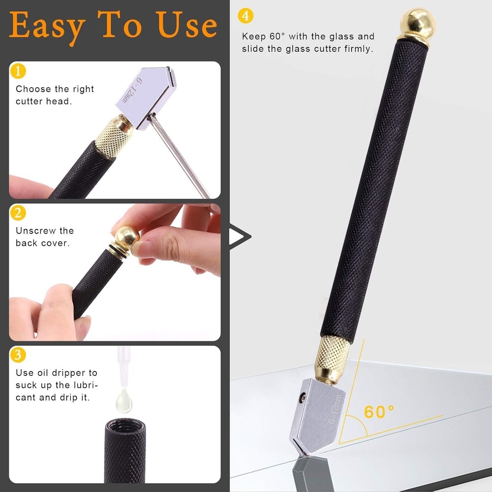 Professional Glass Cutting Toolkit - Includes 3 Tools for Various Applications
