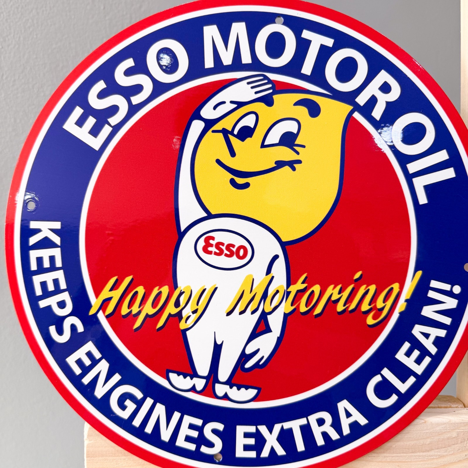Esso Vintage Metal Sign Set of 2 Tiger & Man Happy Motoring – 30 cm / 11.8”