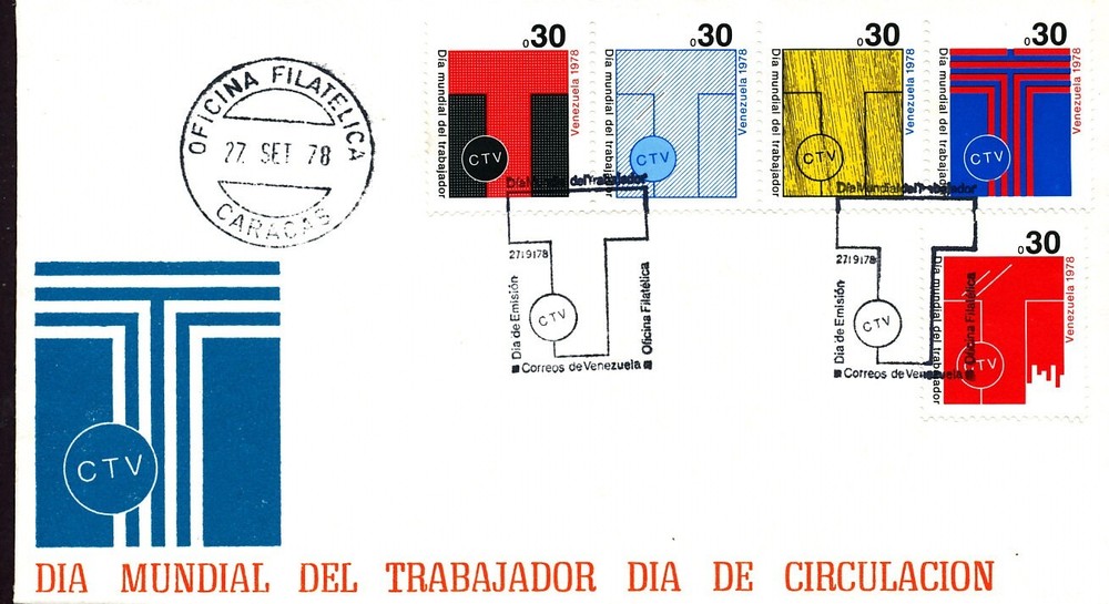 WORKER'S DAY 1978 VENEZUELA 2 FDC