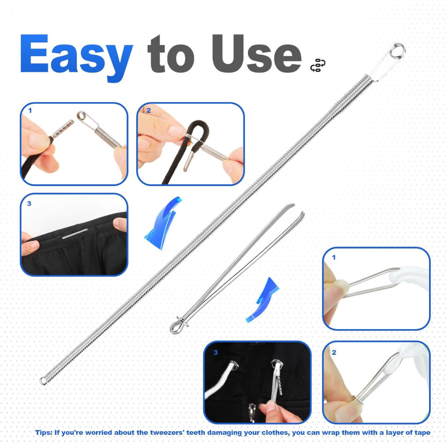 8PCS Replacement Drawstring Cords with Threader Tools for Hoodies Pants Jackets