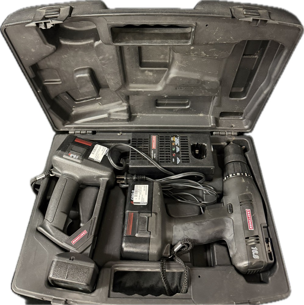 2PC Cordless Drill & Work Light Set w/ 2 Batteries + Charger