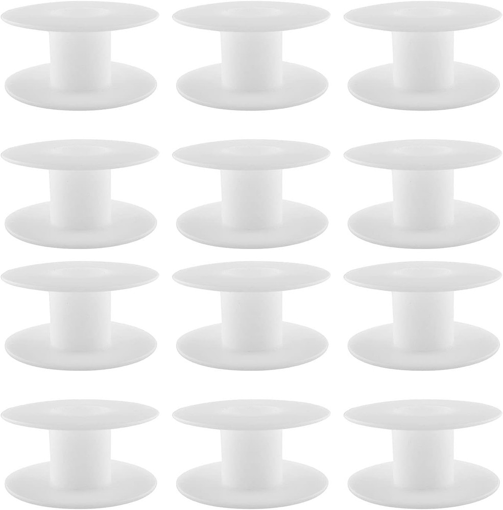 JCBIZ 12Pcs 69Mm Plastic Spool White Bobbin Empty Spools for Ribbon Beading Stri