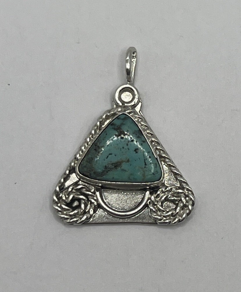 Sterling Silver & Turquoise Triangle Pendant 4.7 grams