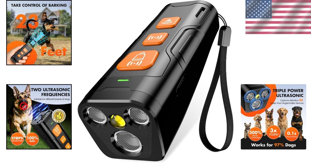 Portable Dog Bark Control Device - Fast Charging, Night Safety & 3X Coverage