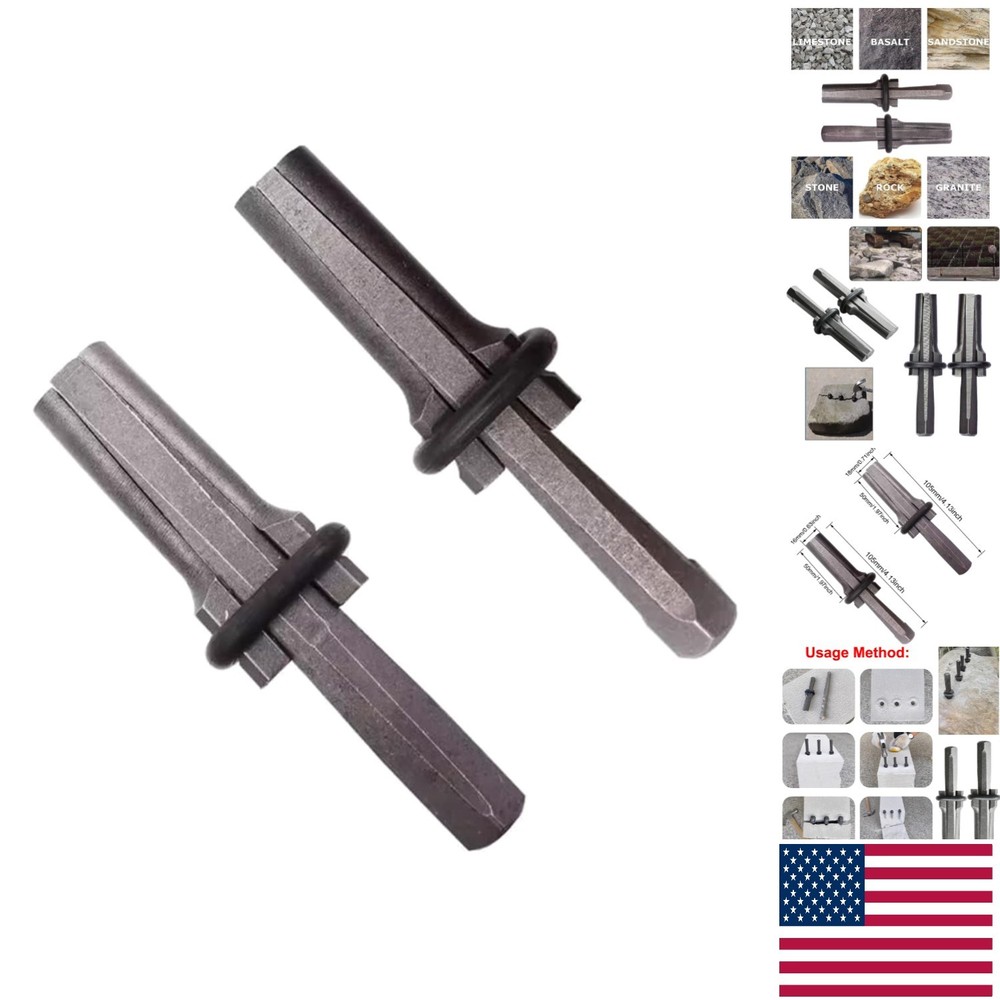 2 Pack Heavy Duty Stone Splitter Tools - Wedge & Feather for Precision Splitting