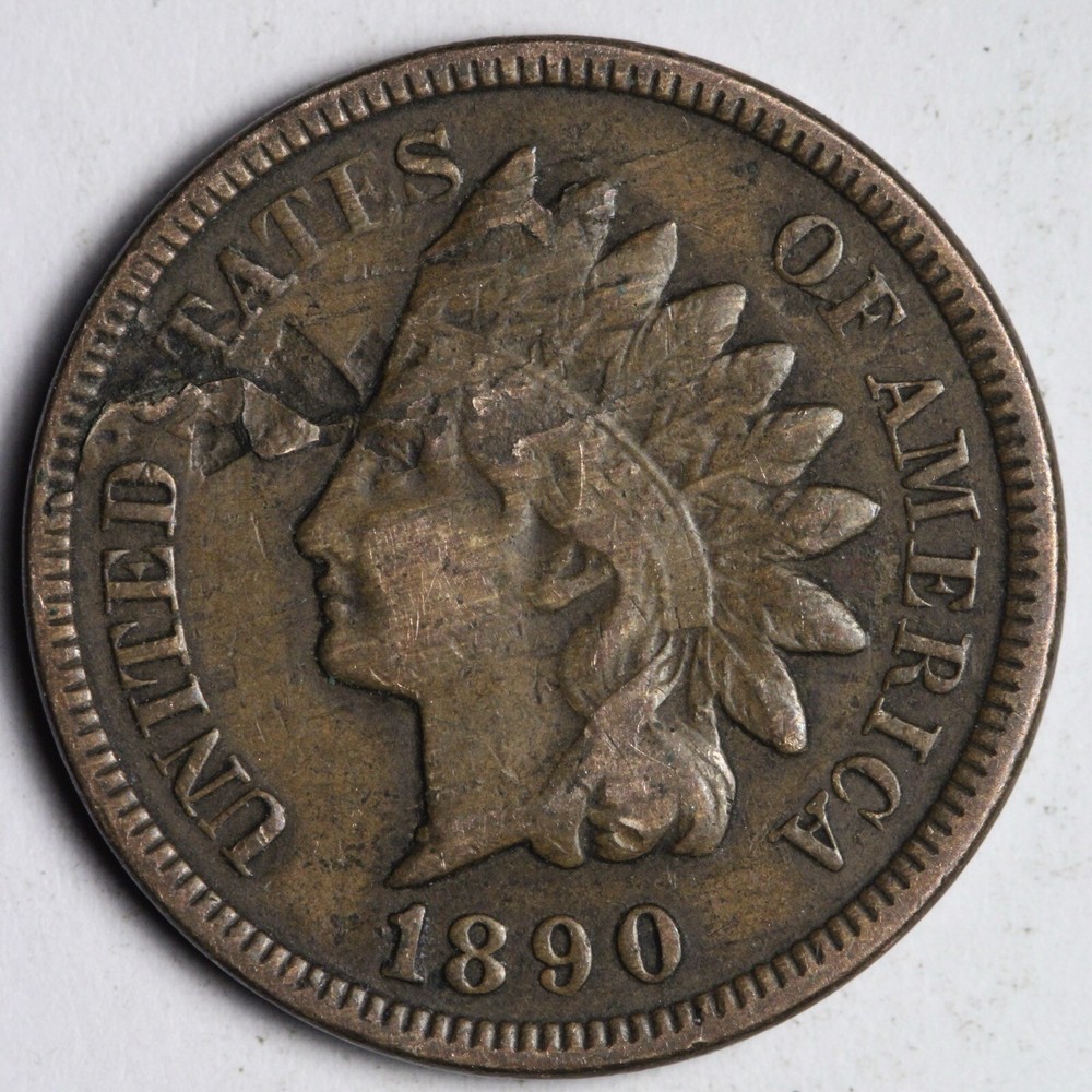 1890 Indian Head Cent Penny OBV ERROR E150 QXC