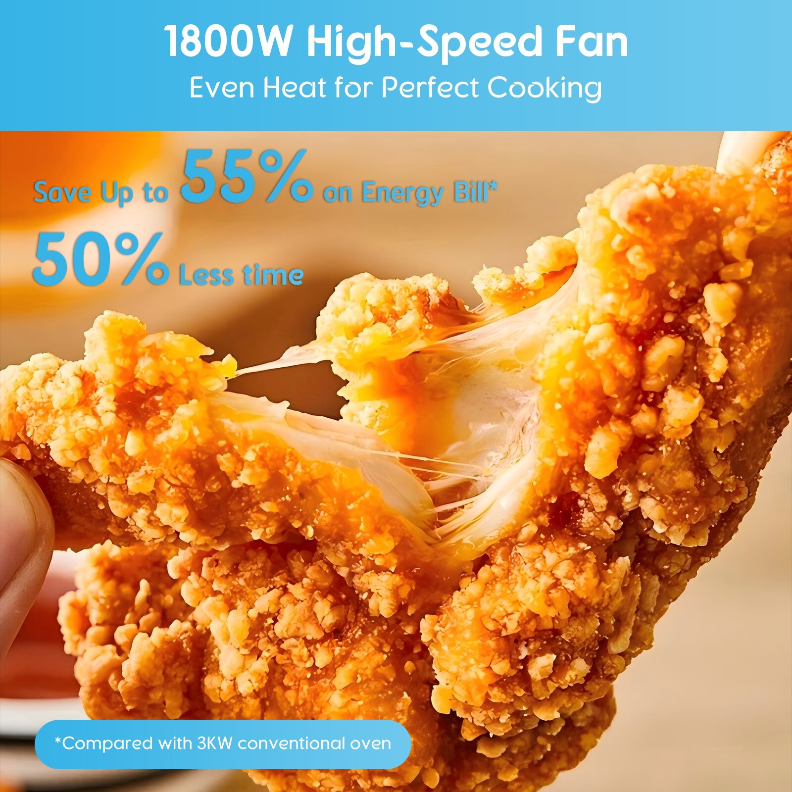 HYSapientia 26QT Stainless Steel Air Fryer Oven With Rotisserie 1800W Mini Oven