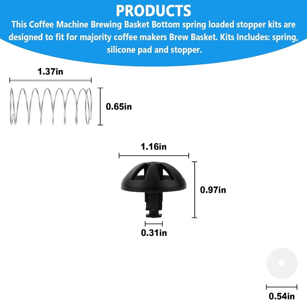 Coffee Machine Brewing Basket Bottom spring loaded stopper kits Fits for...