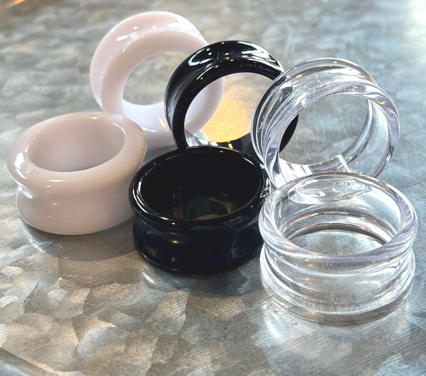 3 PAIR SET - Black,White,Clear Ear Tunnels Plugs Gauges Earlets - up to 30mm!