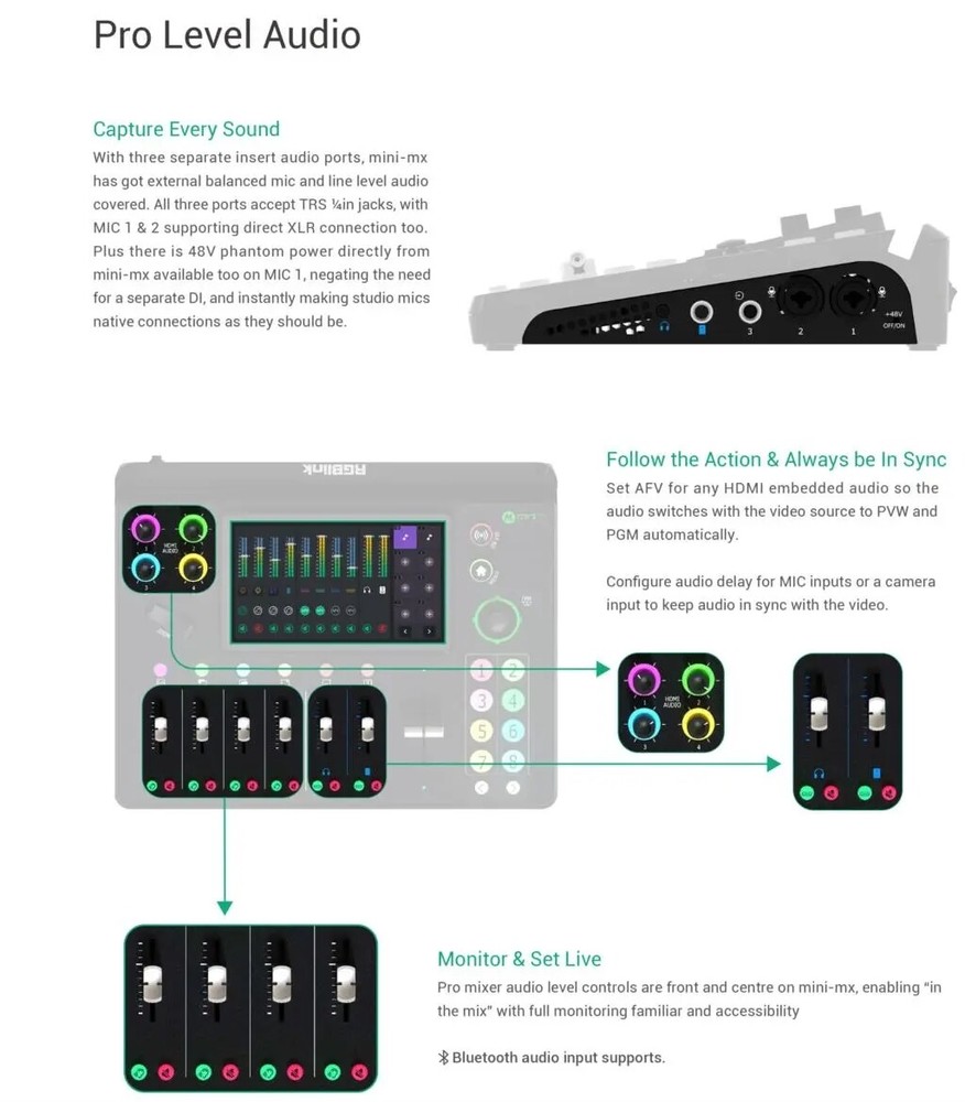 Rgblink mini-mx 4K multi-Channel Live Streaming Video Switcher Panel Web Control