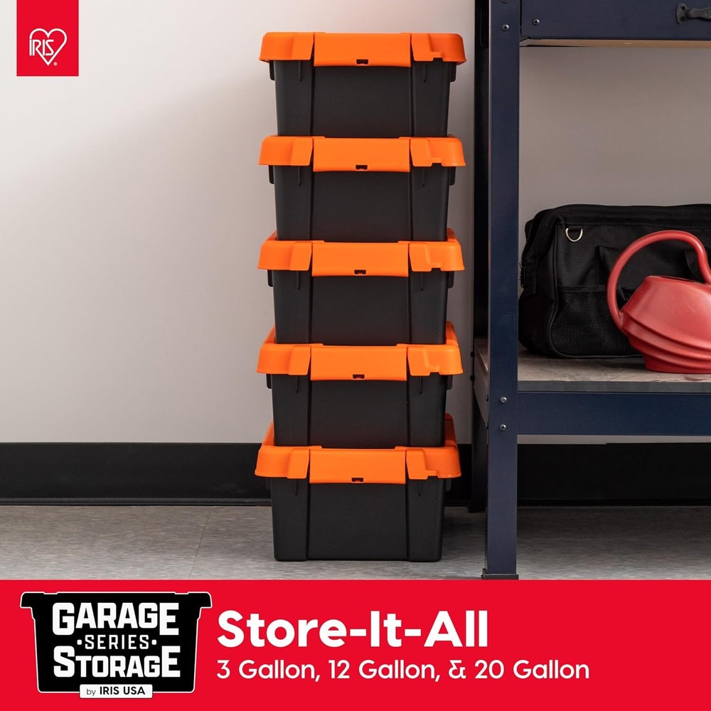 Lockable Storage Box with Lid, 2-Piece, Heavy Duty, Stackable Containers