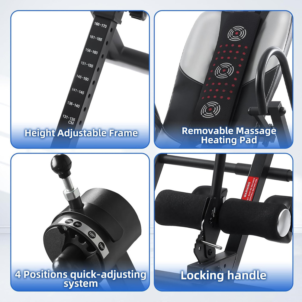 Inversion Table,Advanced Heat and Massage Function,Strength Training Inversion T