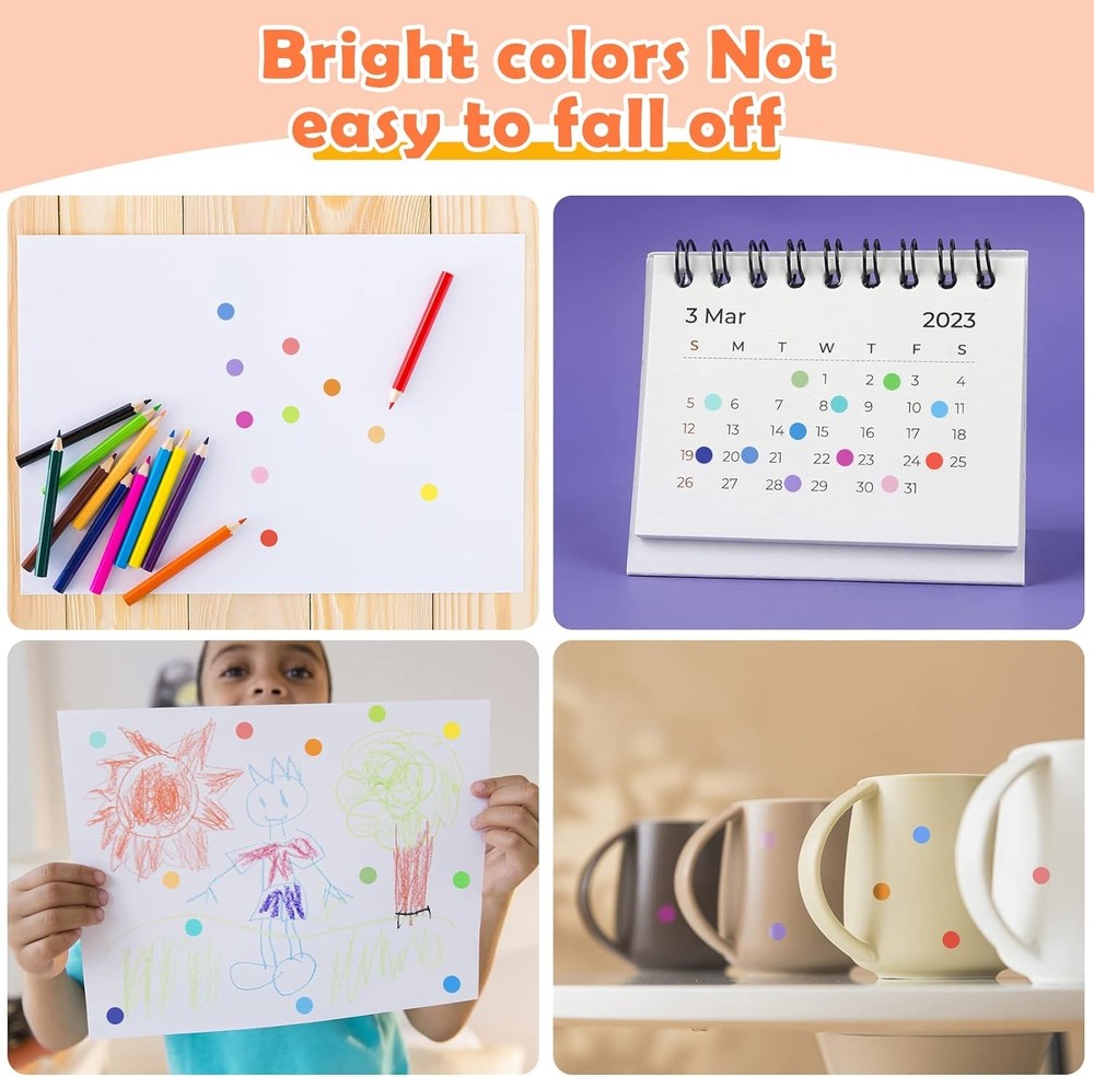 6720 PCS Small Dot Stickers Round Color Coding Labels 6.35mm, Multi